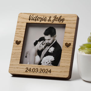 Personalised Special Date Photo Frame Oak Square Photo Frame