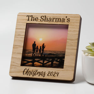 Personalised Family Christmas Oak Square Photo Frame