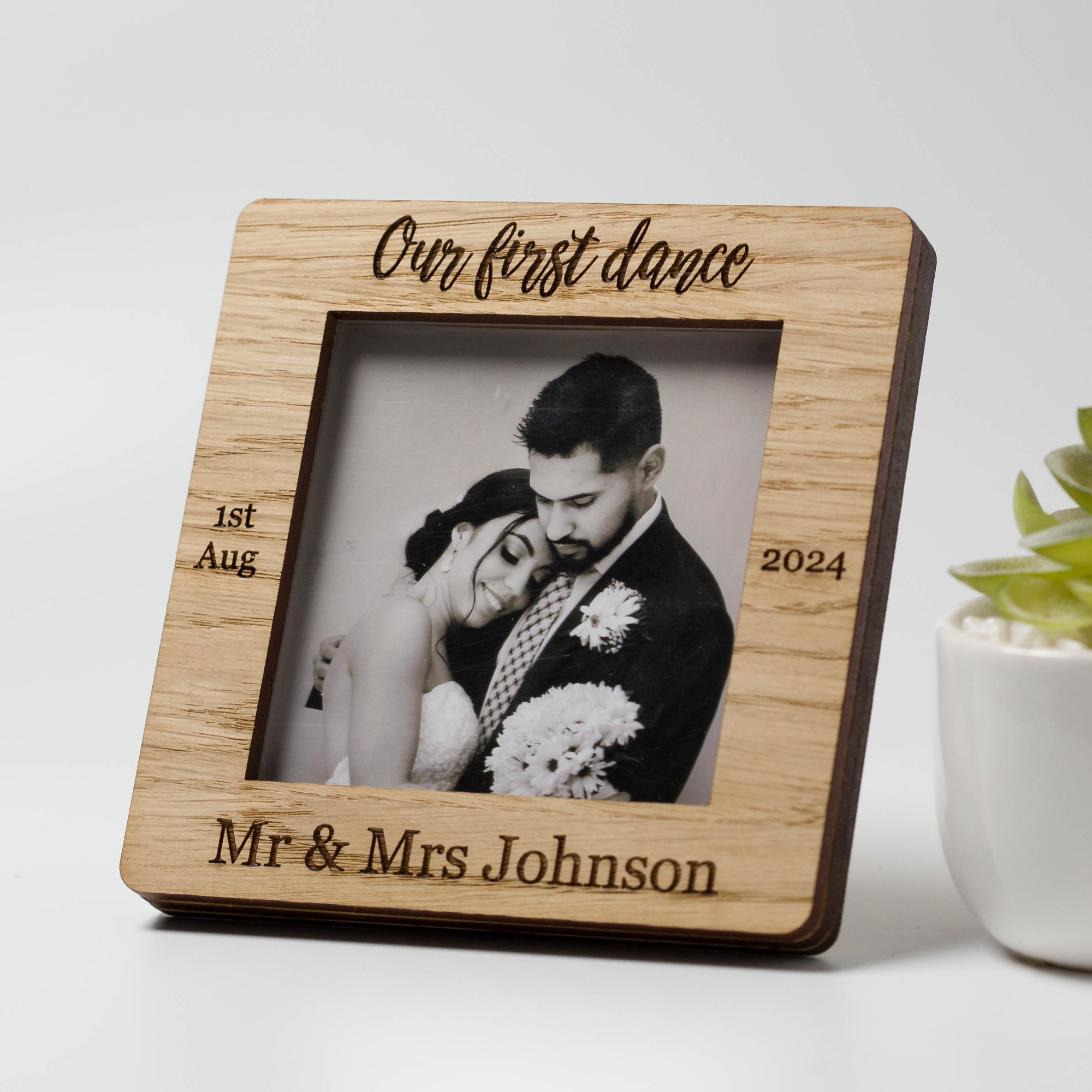 Personalised Wedding Song 'Our First Dance' Oak Photo Frame