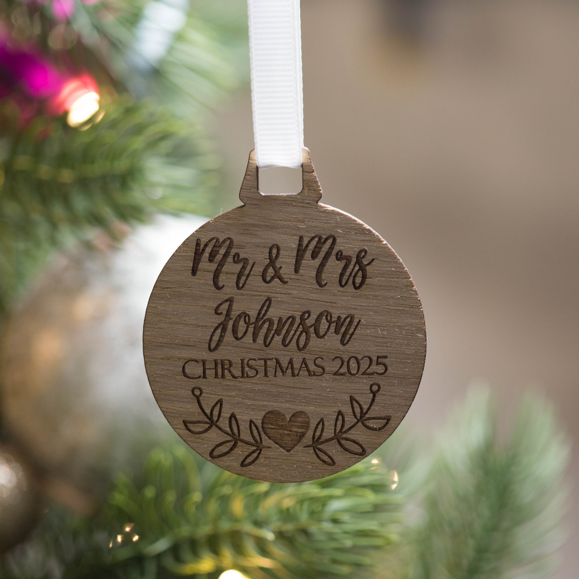 Personalised Mr & Mrs Christmas Couples Bauble Decoration