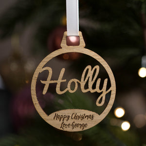 Personalised Christmas Name Cut-Out Bauble Decoration