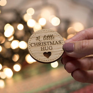 Christmas Pocket Hug, Wooden Oak Little Hug Missing You