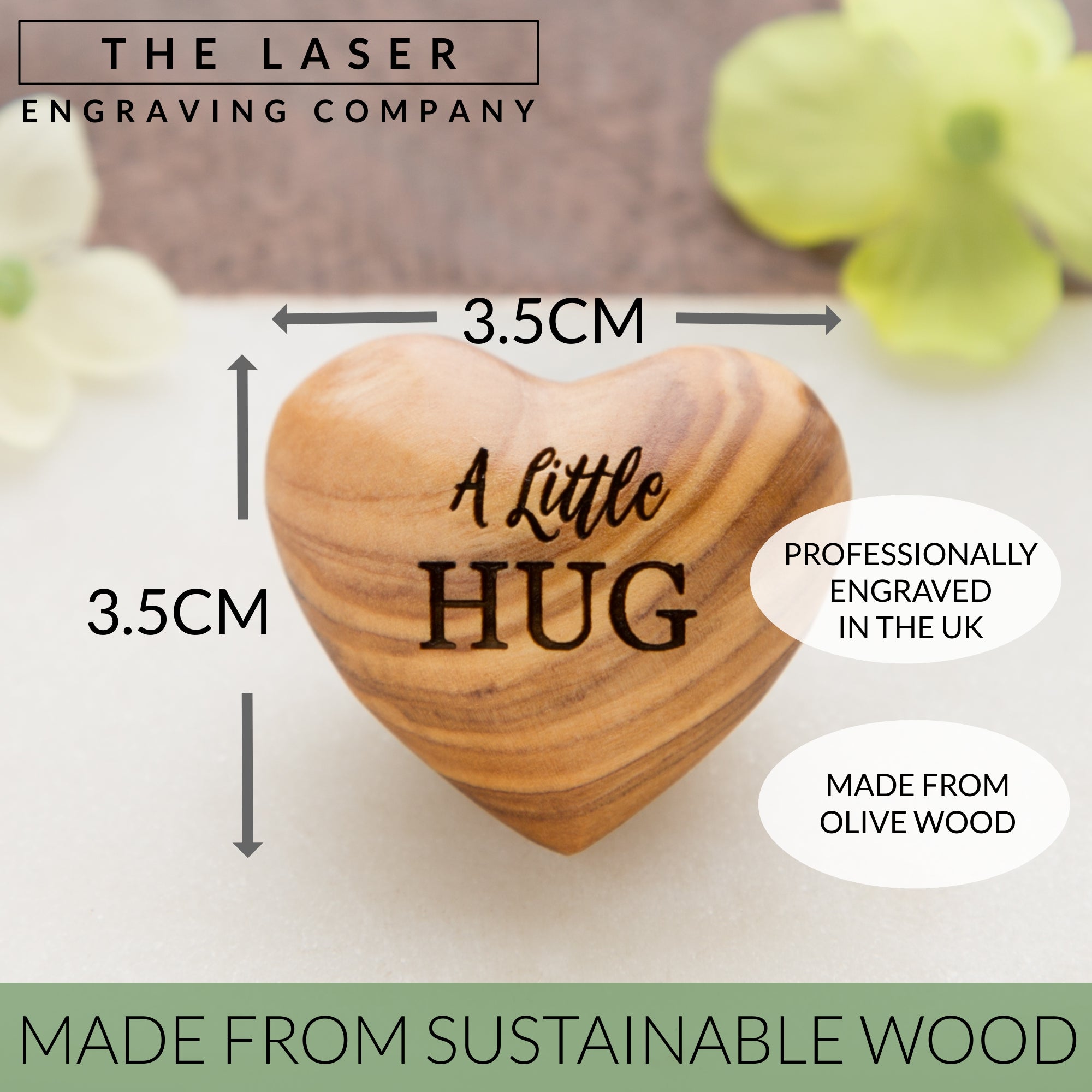 Happy Birthday Hug Token Olive Wood Heart