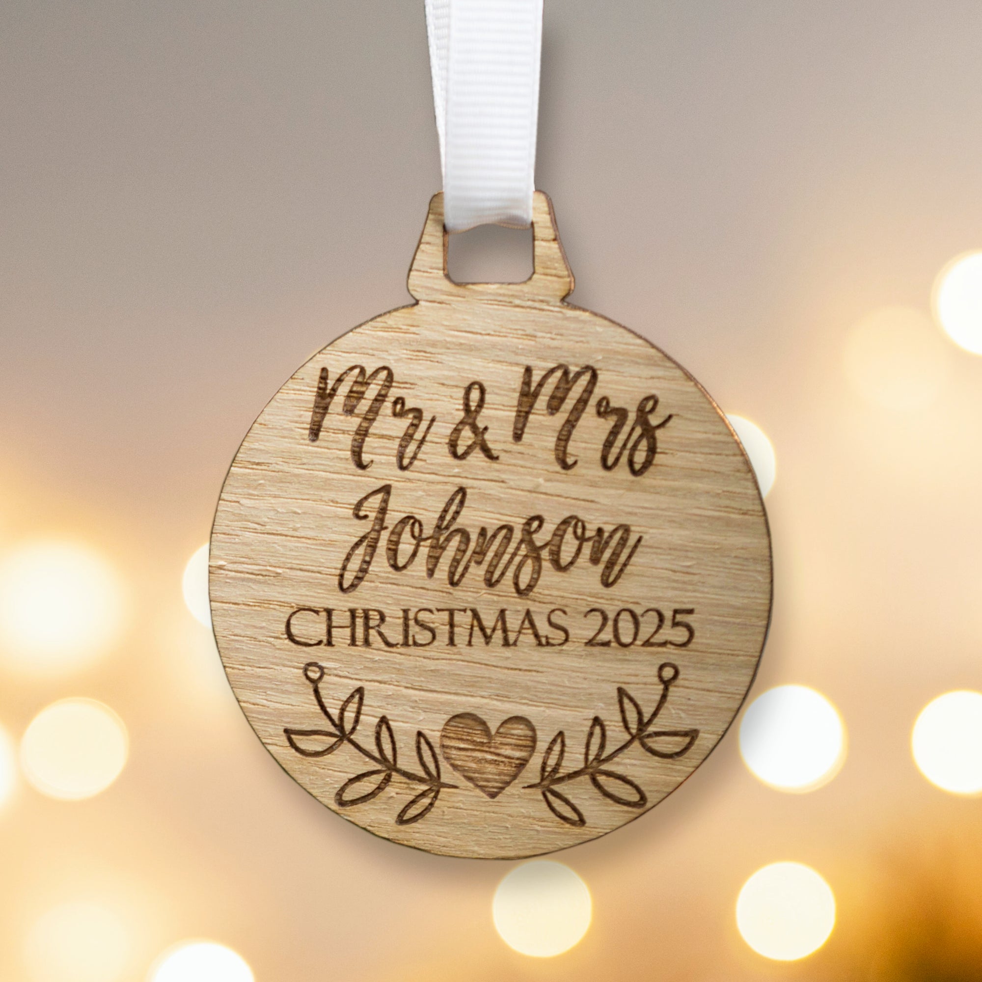 Personalised Mr & Mrs Christmas Couples Bauble Decoration