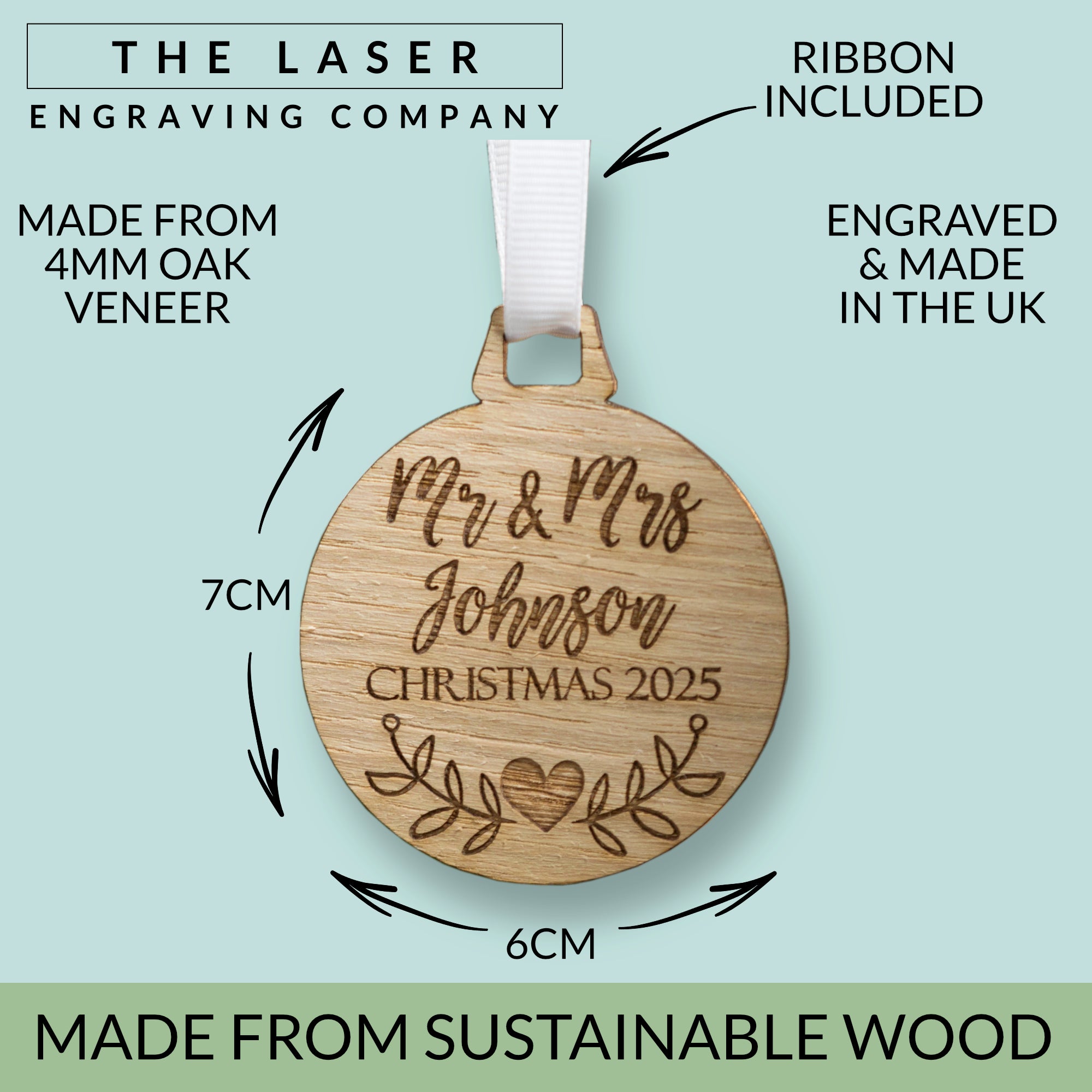 Personalised Mr & Mrs Christmas Couples Bauble Decoration