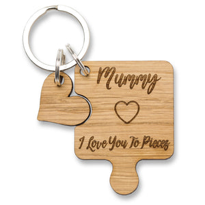 'Mummy I Love You To Pieces' Jigsaw With Heart Keyring Mother's Day Gifts, Grandma Key Ring, Birthday, Christmas, Mommy, Mum, Nan, Nanna, Gran, Step Mum