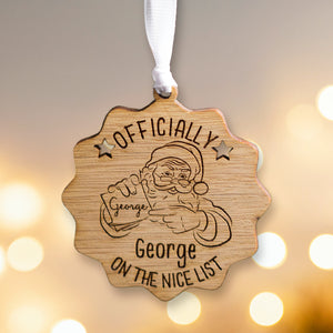 Personalised Nice List Bauble Medal Christmas Decoration Bauble