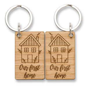 Our First Home Keyring Couples, First Time Buyer Gift Key Ring, New Home Owner Key Chain Housewarming, Our First House For Daughter Son Man Friend Boyfriend Girlfriend From Mum Dad Bestfriend Set Of 2