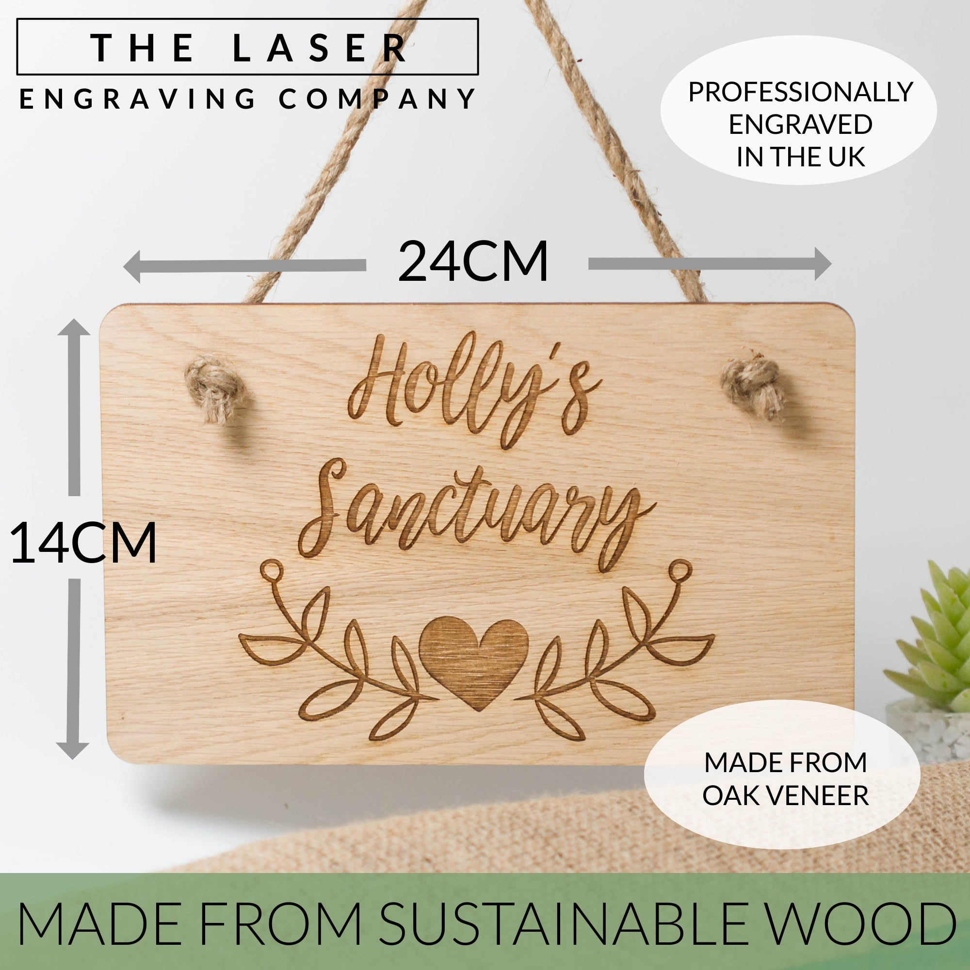 Create Your Own Design Personalised Engraved Wooden Hanging Plaque Sign