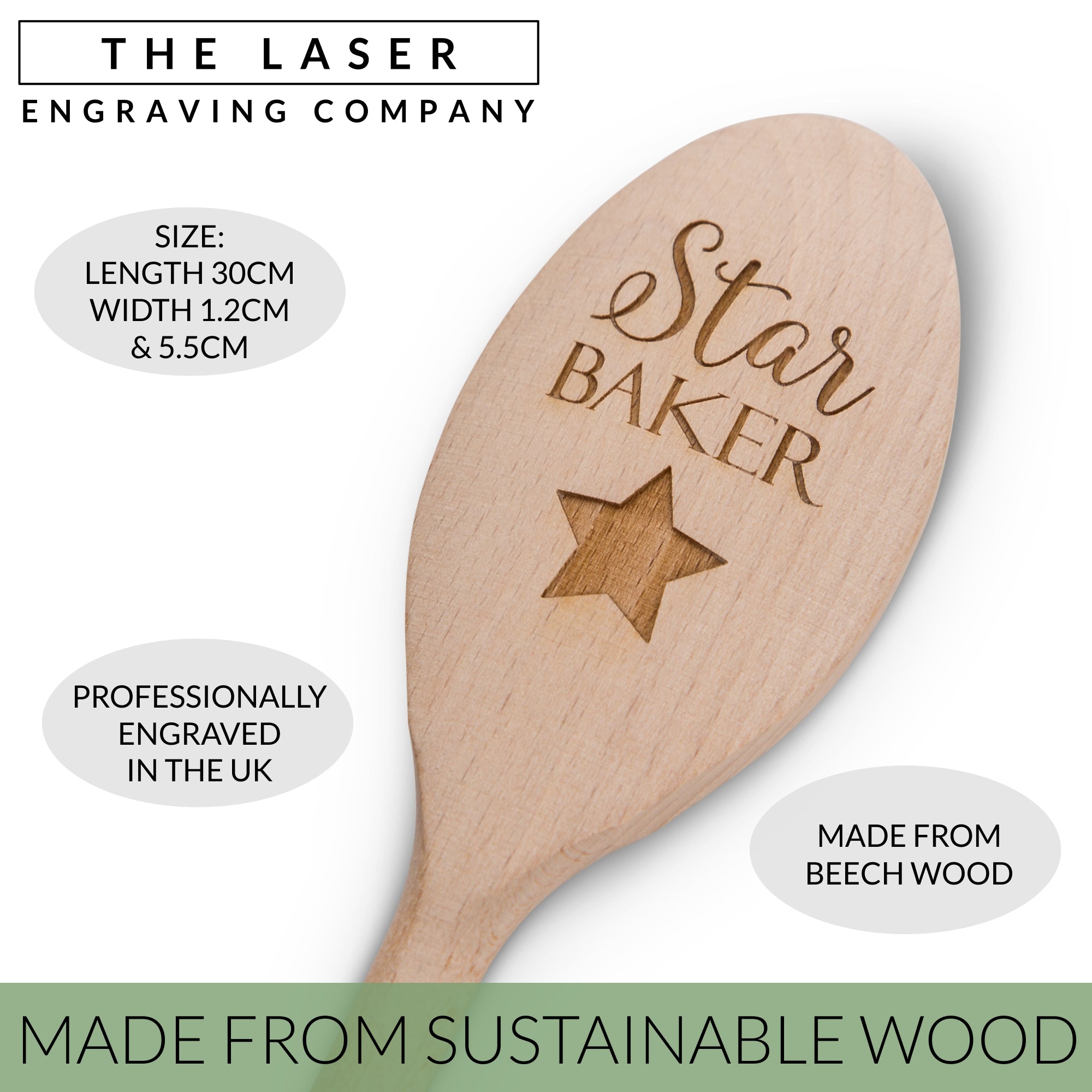 Star Baker Engraved Wooden Spoon