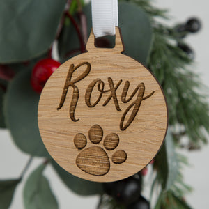 Personalised Pet Paw Christmas Bauble Decoration