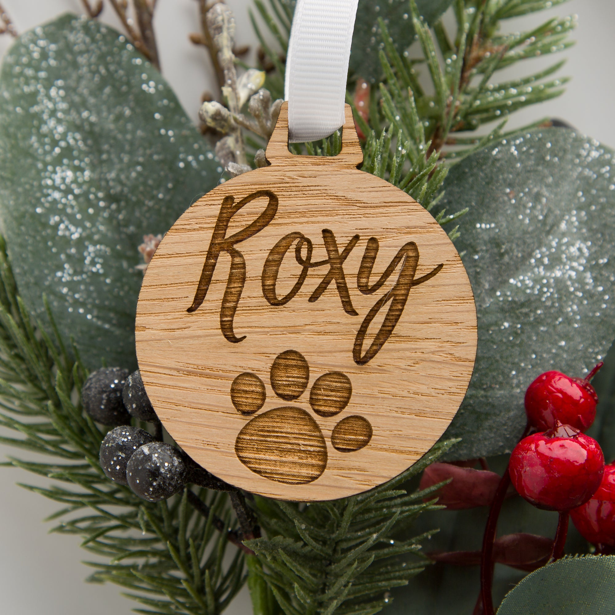 Personalised Pet Paw Christmas Bauble Decoration