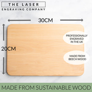 Personalised Wooden Engraved Kitchen Chopping Board