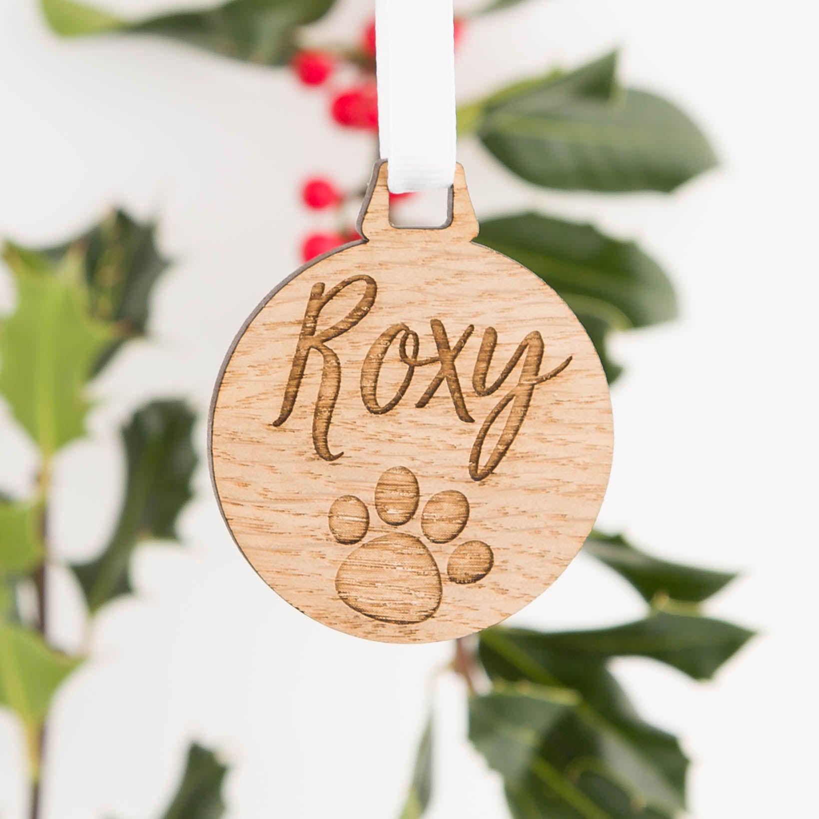 Personalised Pet Paw Christmas Bauble Decoration