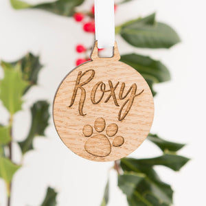 Personalised Pet Paw Christmas Bauble Decoration