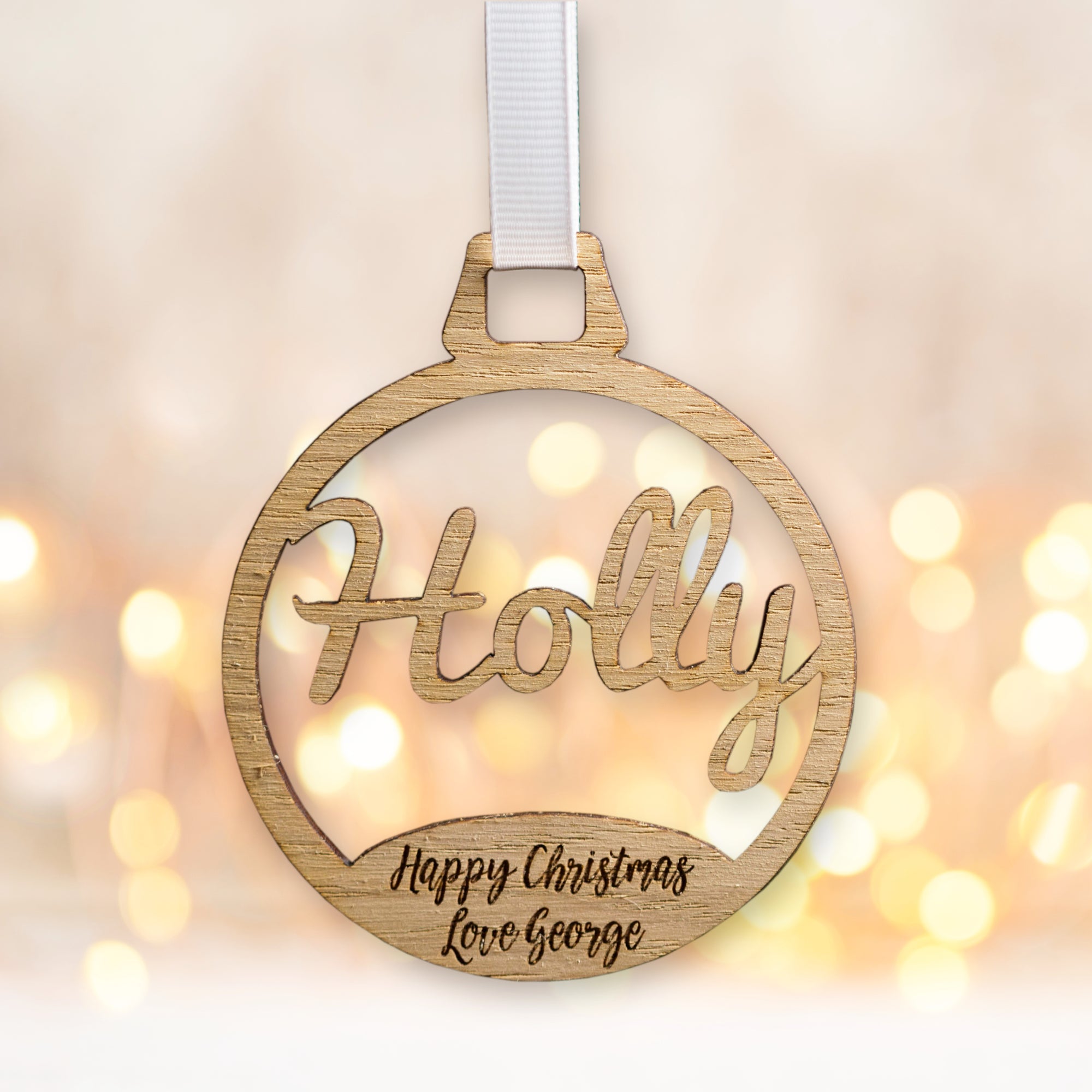 Personalised Christmas Name Cut-Out Bauble Decoration