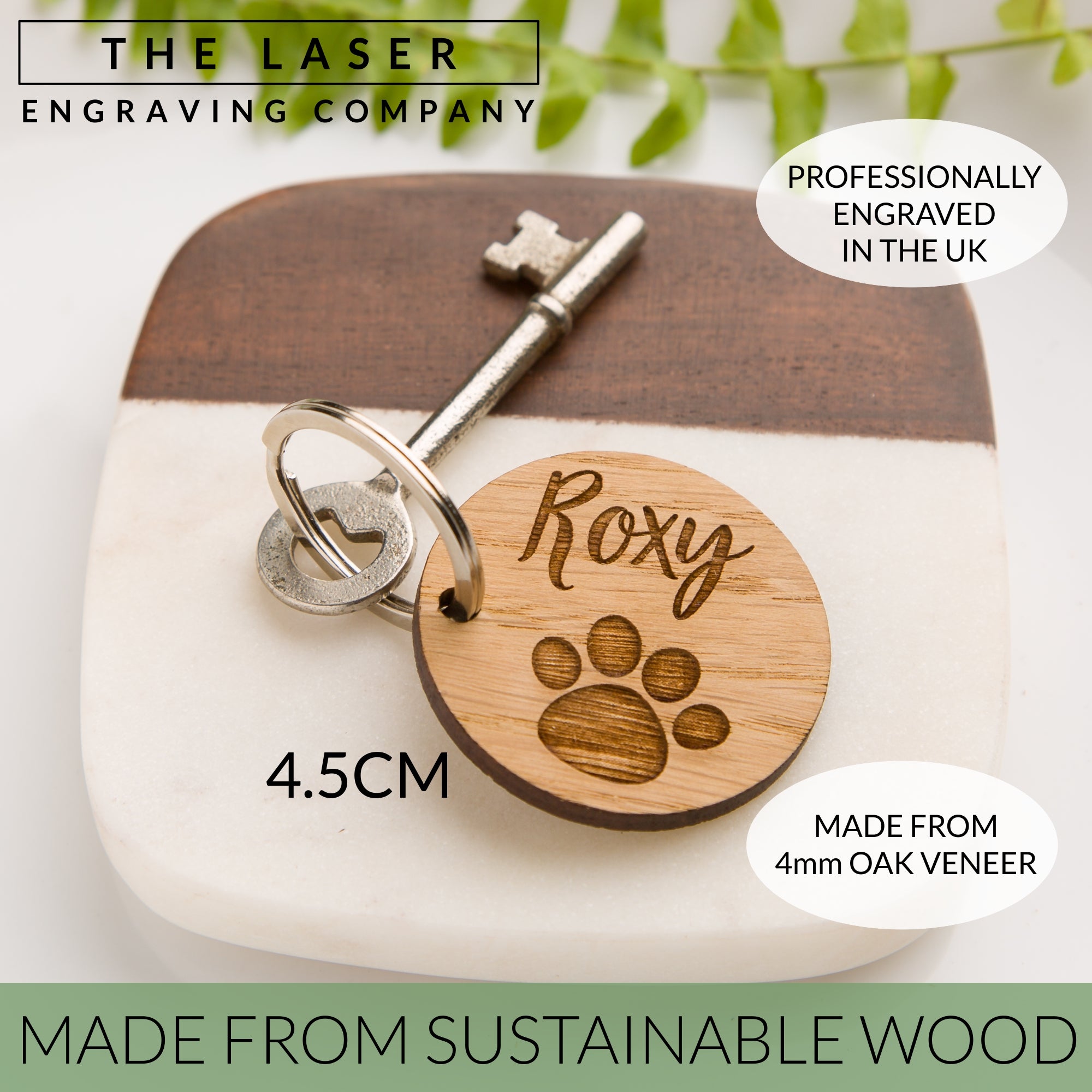 Pet Bereavement Memorial Paw Oak Keyring