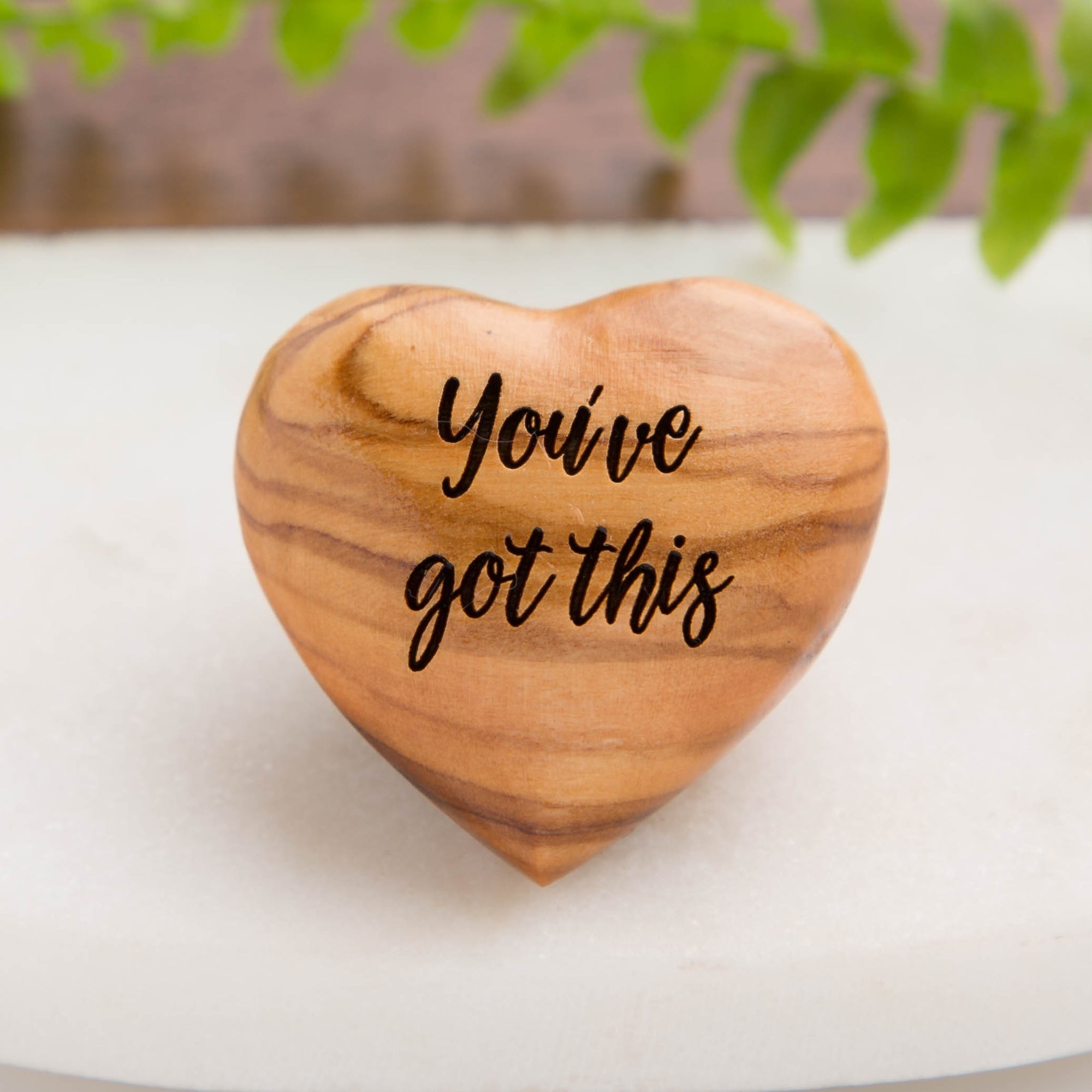 'You've Got This' Hug Token Olive Wood Heart