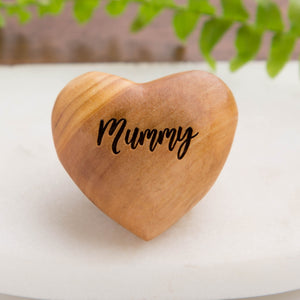 Mummy Olive Wood Heart Hug Pocket Token