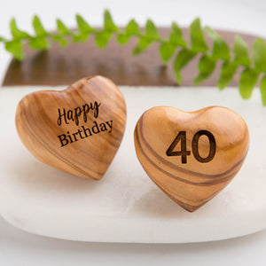 A Little 40th Birthday Hug Token, Olive Wood Heart