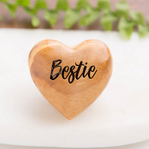 Best Friend 'Bestie' Olive Wood Heart Hug Token