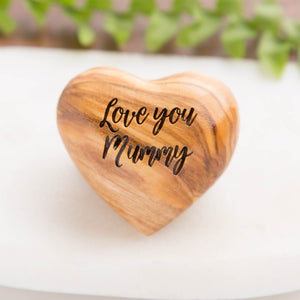 Love You Mummy Olive Wood Heart Hug Token