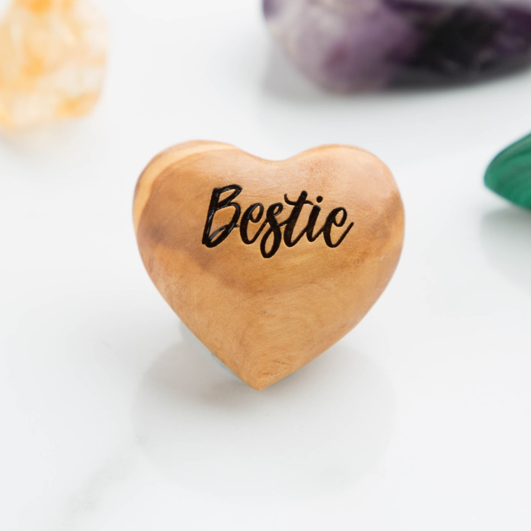 Best Friend 'Bestie' Olive Wood Heart Hug Token