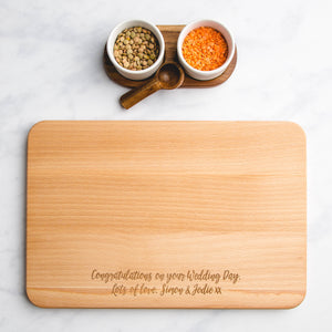 Wedding Engagement Gift Personalised Engraved Wooden Chopping Board