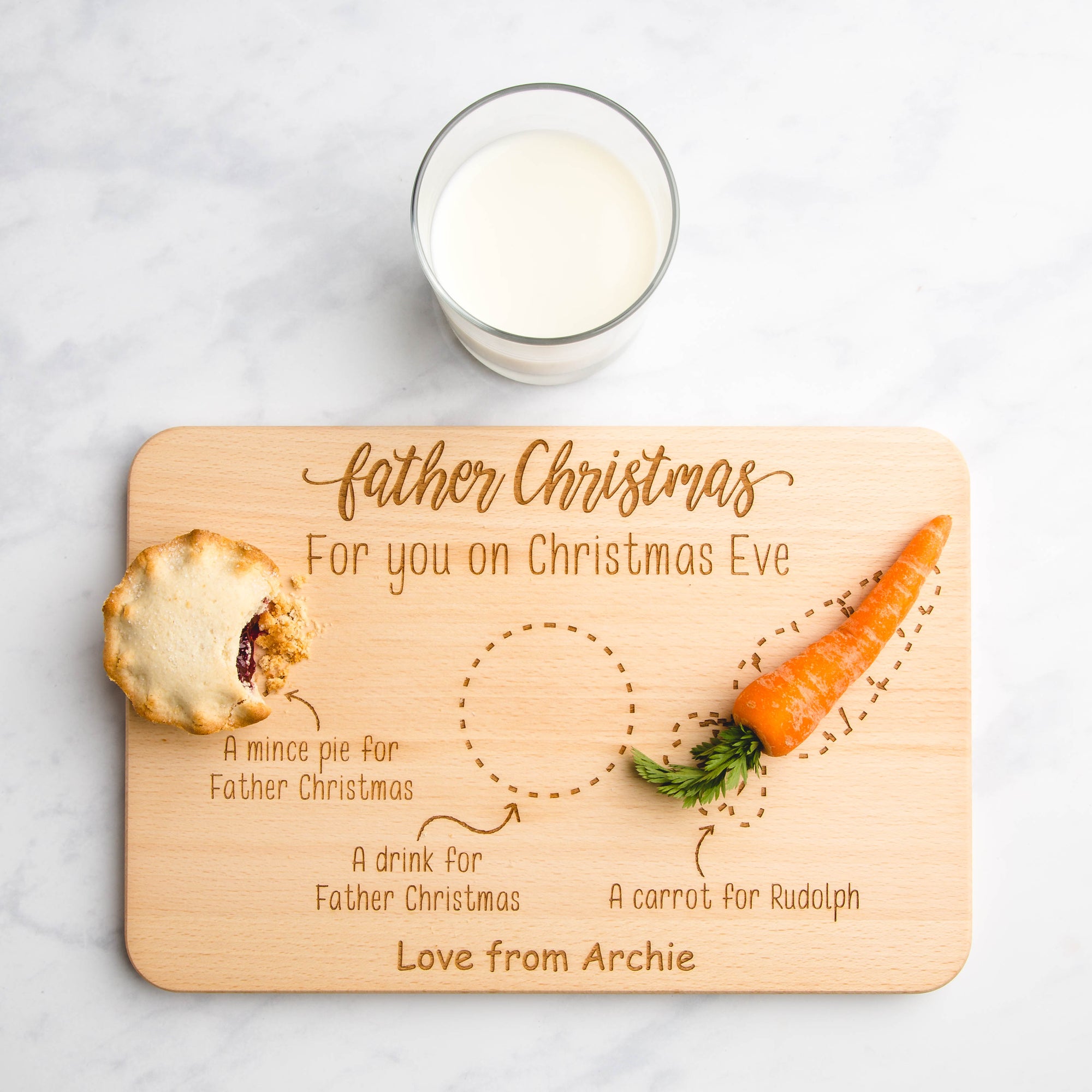 Father Christmas Gift Personalised Engraved Christmas Eve Treat Board Plate