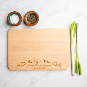 Wedding Engagement Gift Personalised Engraved Wooden Chopping Board