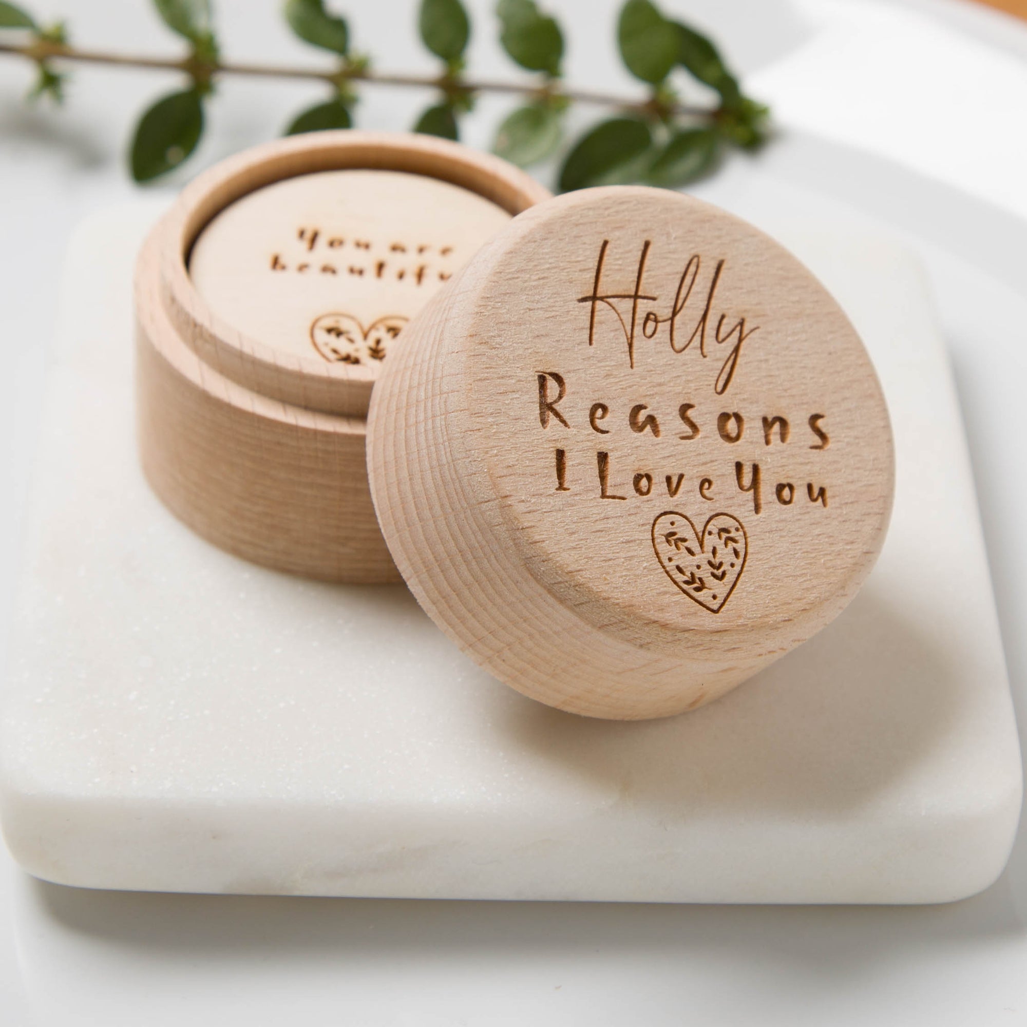 Personalised Reasons 'I Love You' Token Gift Box