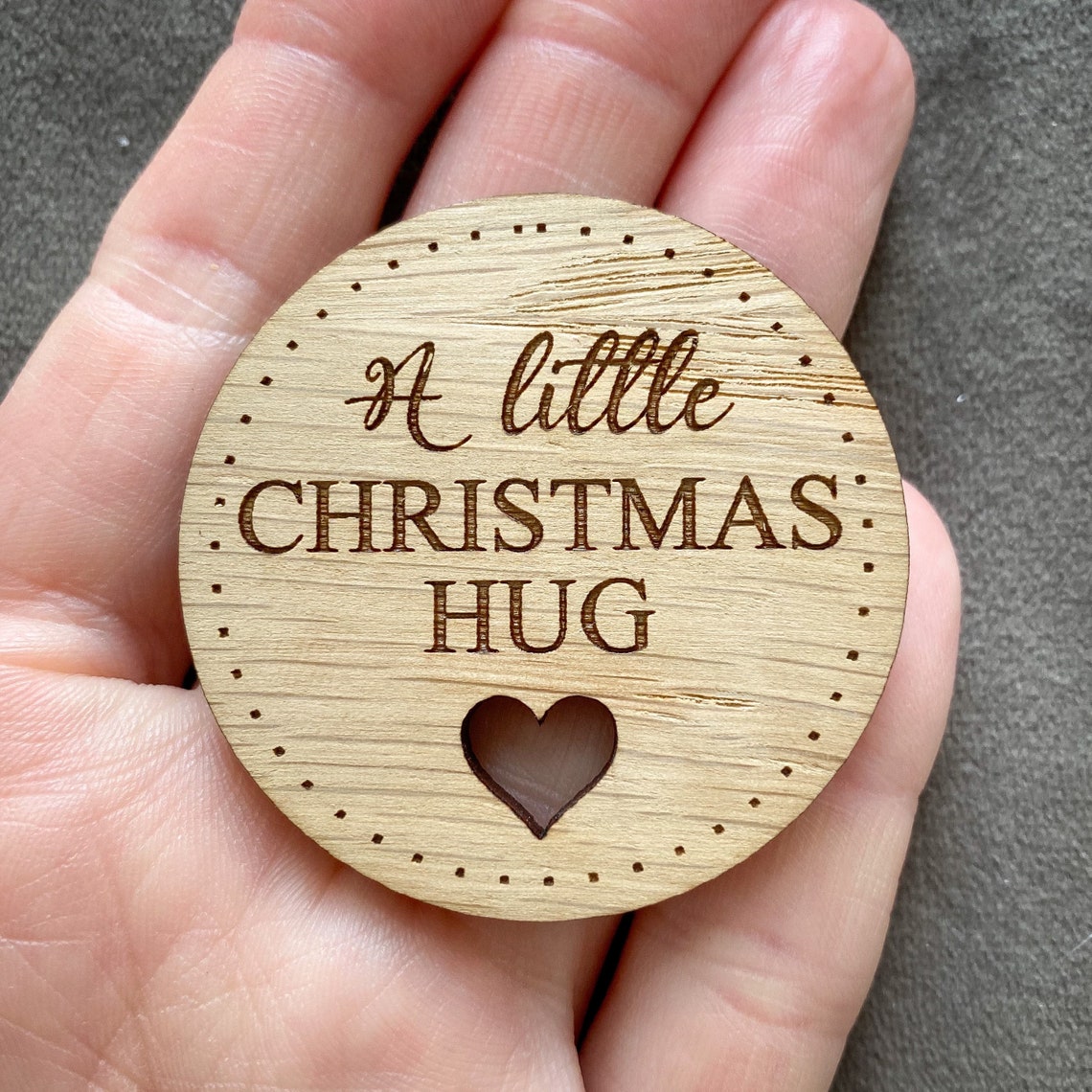 Christmas Pocket Hug, Wooden Oak Little Hug Missing You