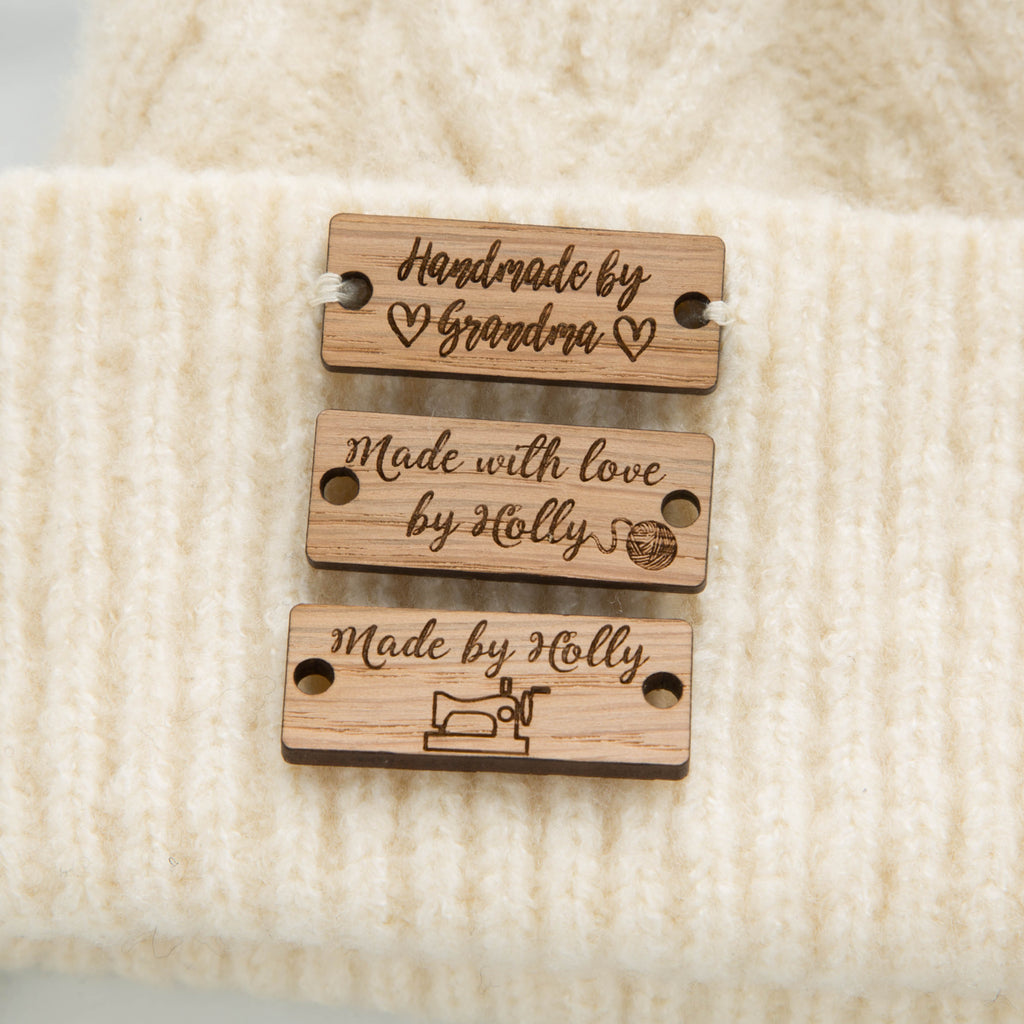 Wooden Personalised Handmade Gift Tags Handmade with love and your name  labels