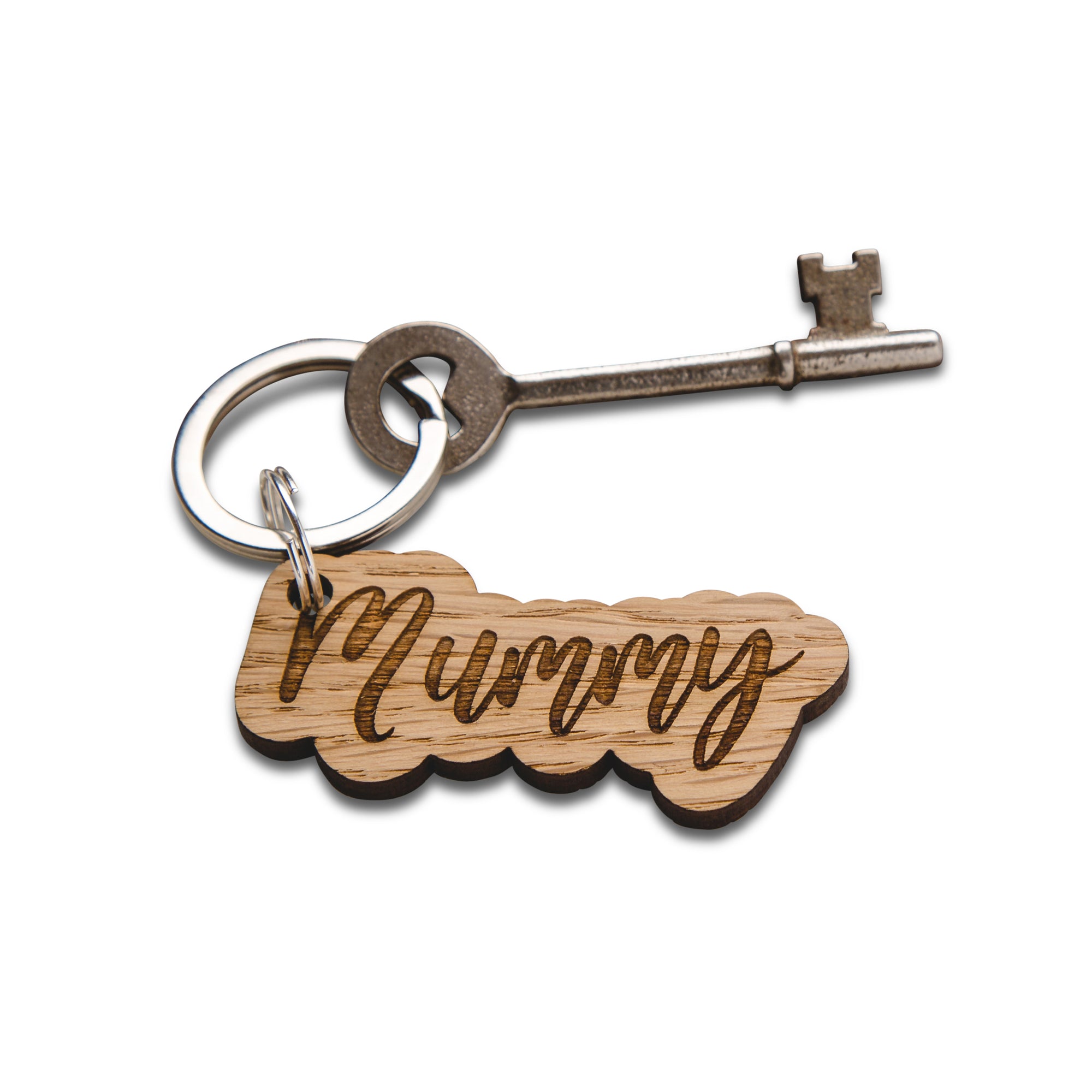 Mummy Name Wooden Oak Name Keyring