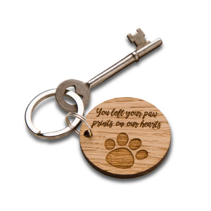 Pet Bereavement Memorial Paw Oak Keyring