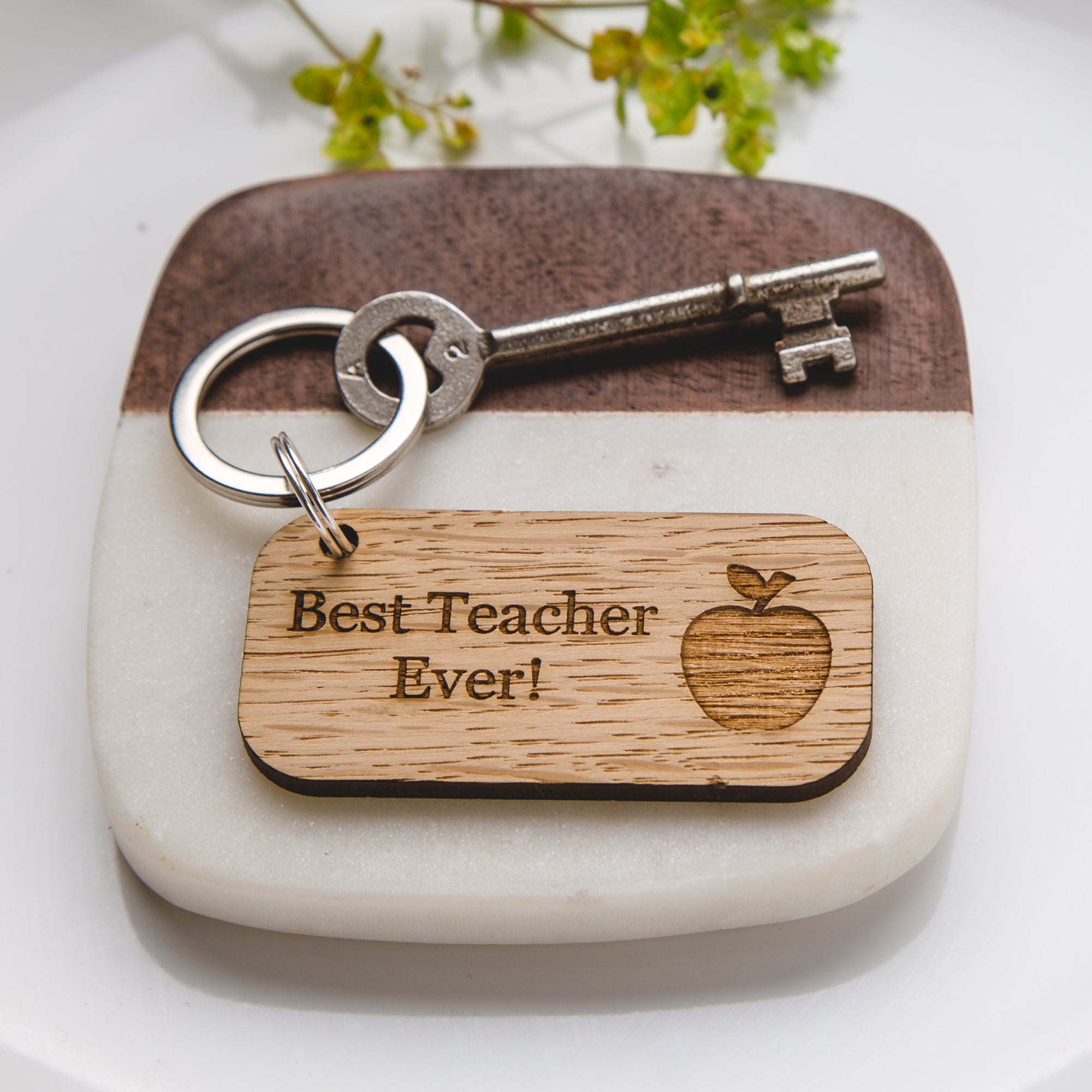 Best Teacher Ever! Wooden Oak Keyring