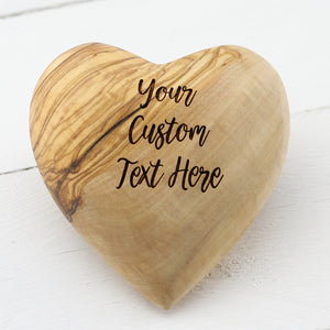 Custom Personalised Olive Wood Wedding Heart