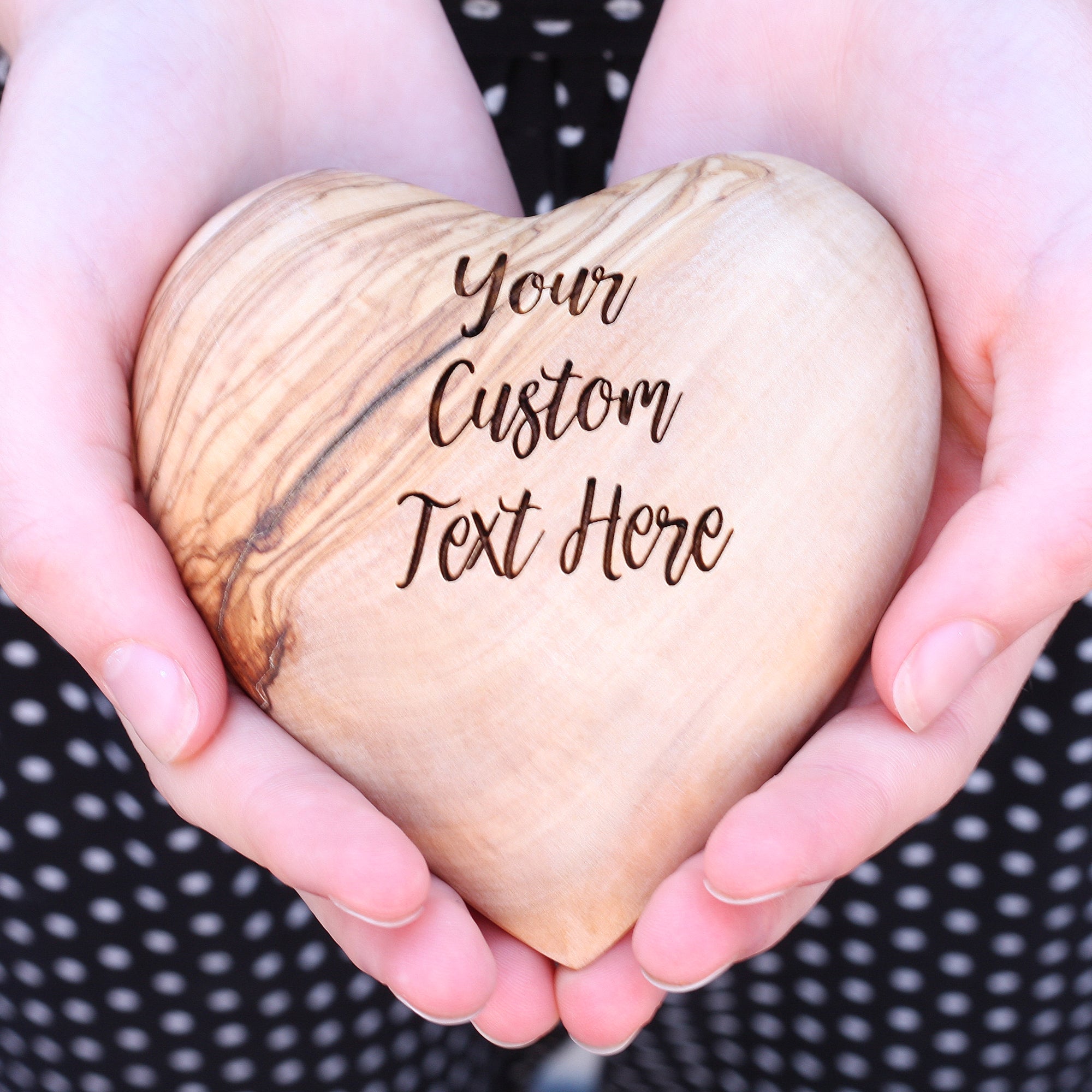 Custom Personalised Olive Wood Wedding Heart