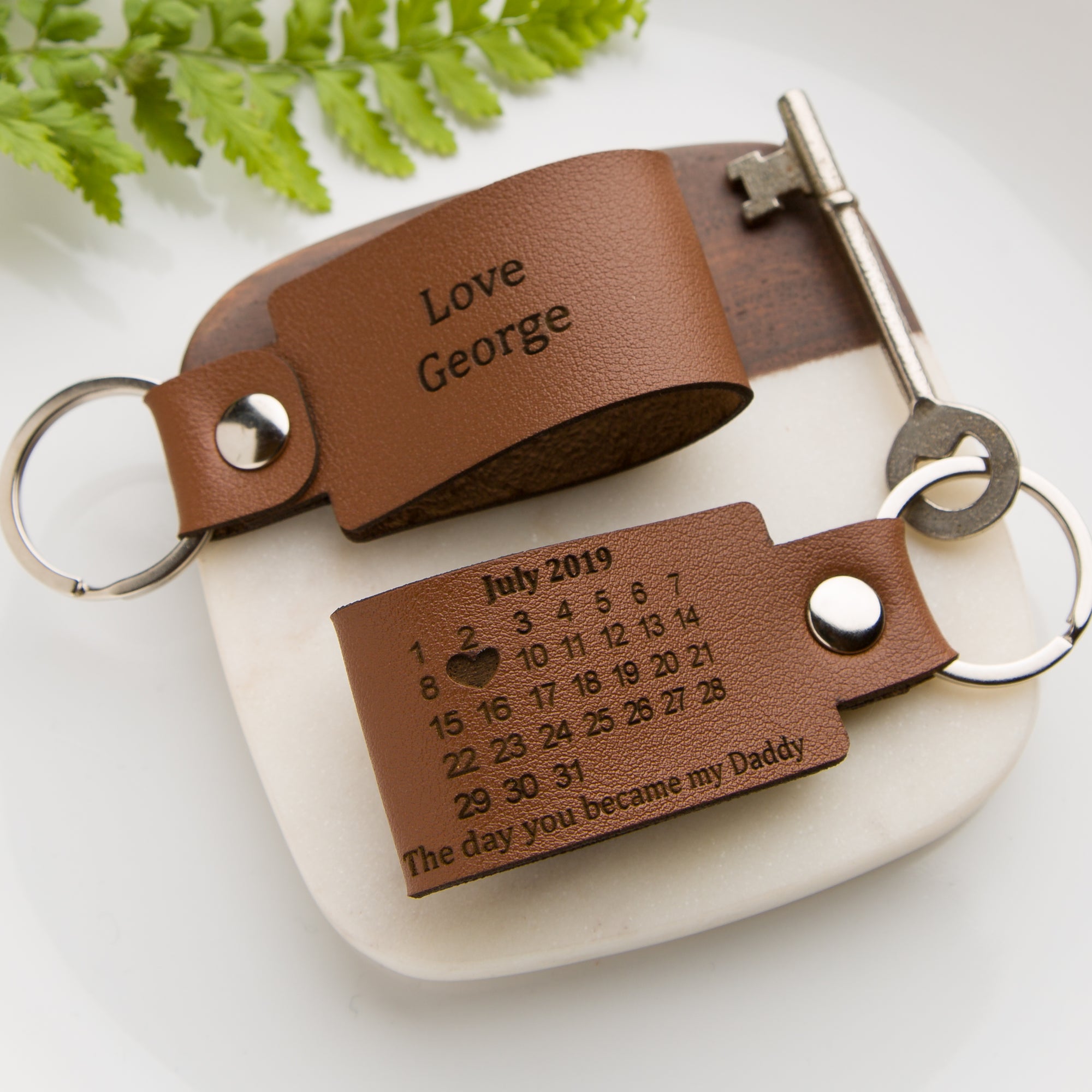 Personalised PU Vegan Leather Calendar Date Keyring