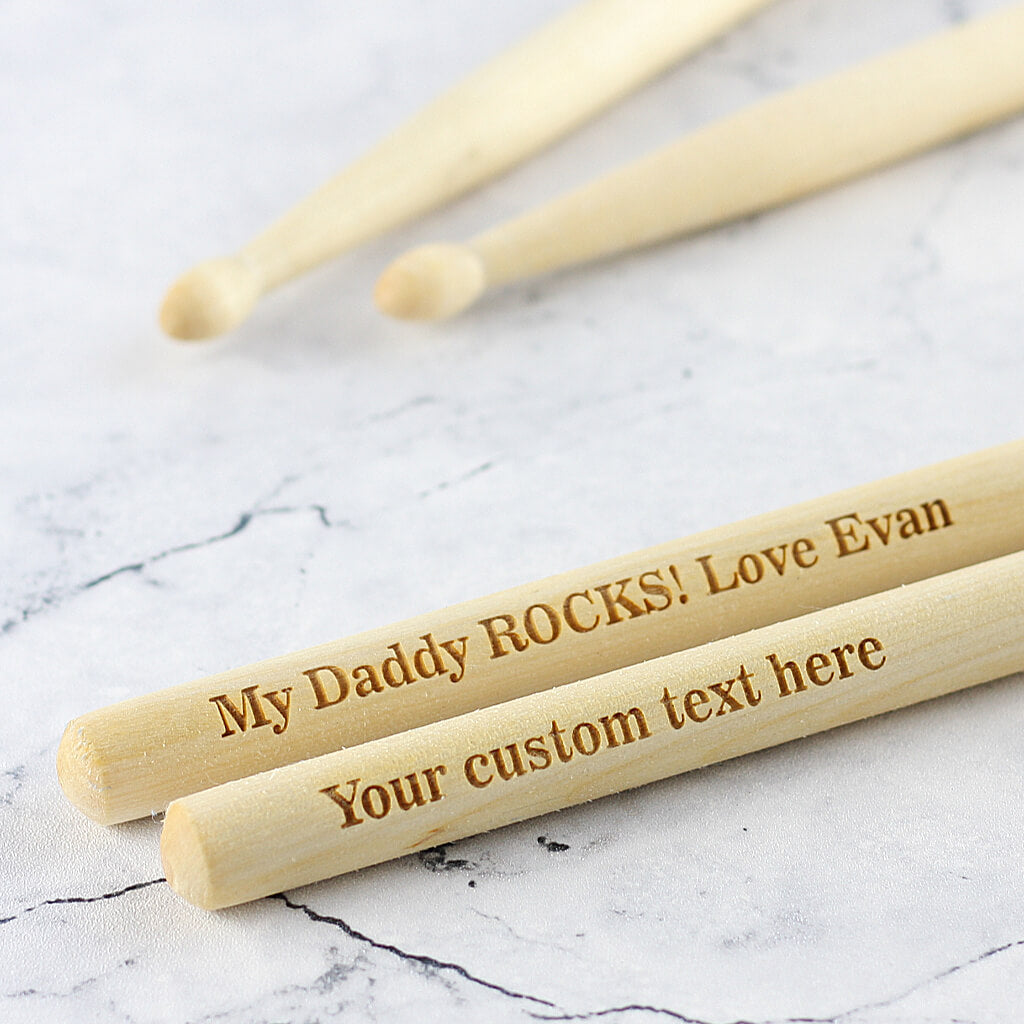 Personalised Maple Wood Pair of Drum Sticks