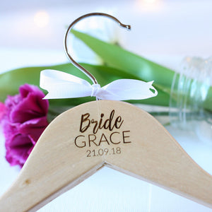 Personalised Wooden Wedding Dress Hanger  - Centre Design