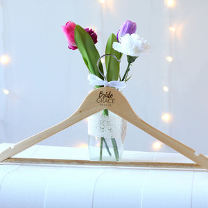 Personalised Wooden Wedding Dress Hanger  - Centre Design